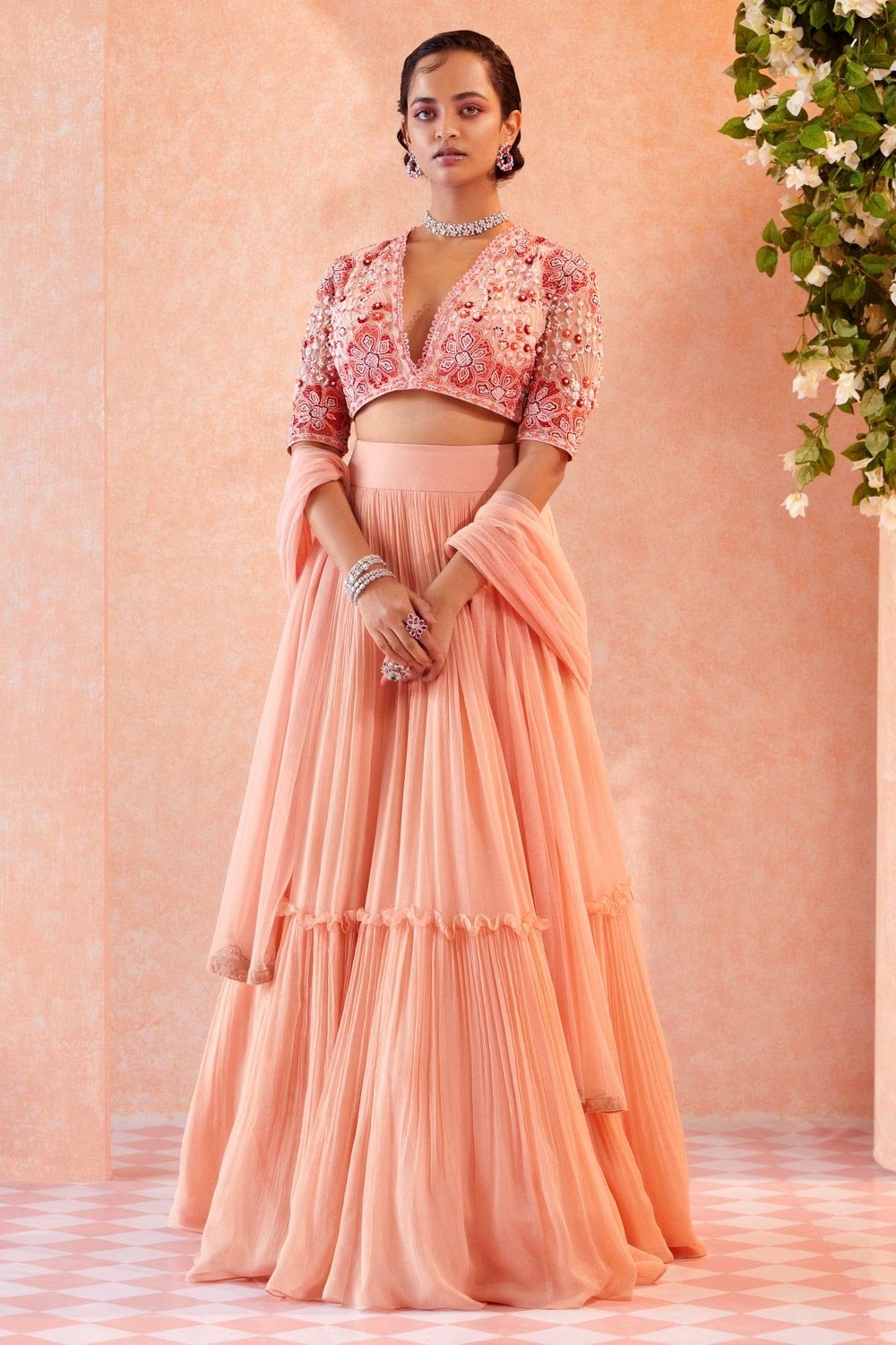 Peach Lehenga Set