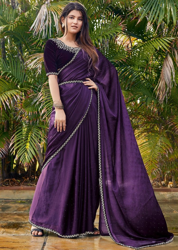 Purple Ready to wear princess cut saree blouse