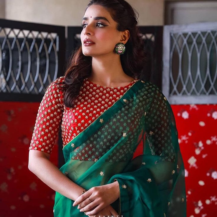 Modern Red Colour Blouse Design