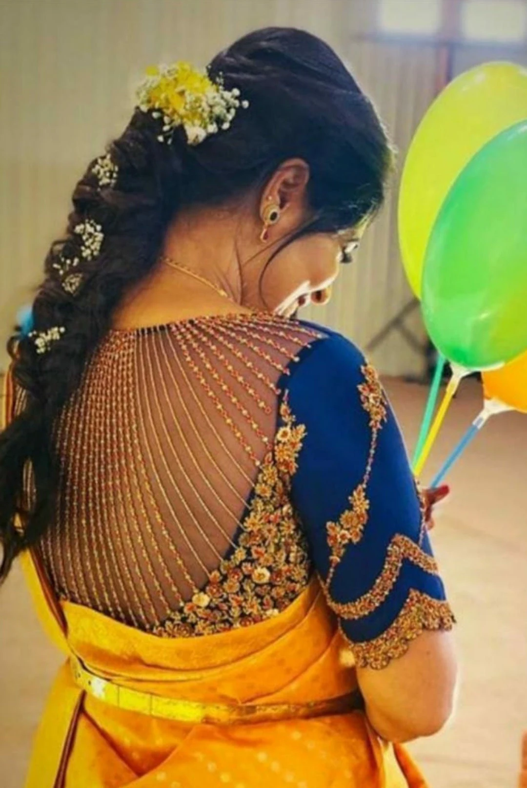 Navy Blue Blouse Maggam Work Designs