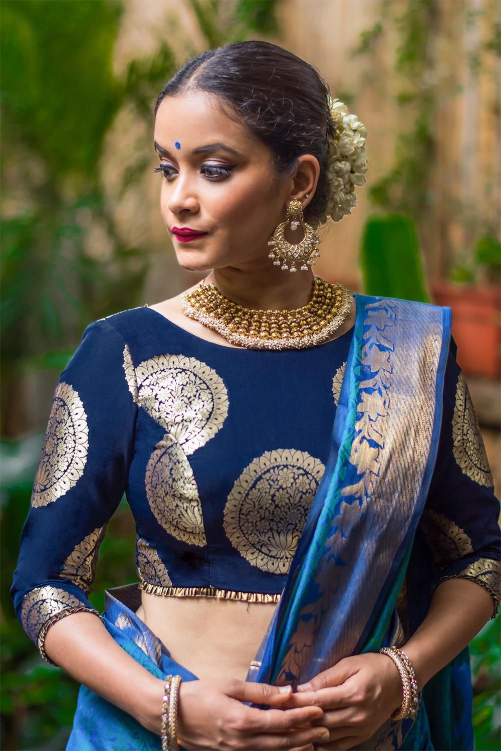 Navy Blue Designs for Silk Blouse