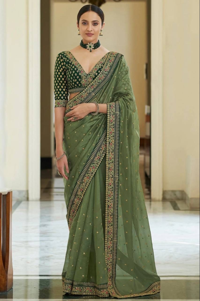 Olive Green Velvet Blouse