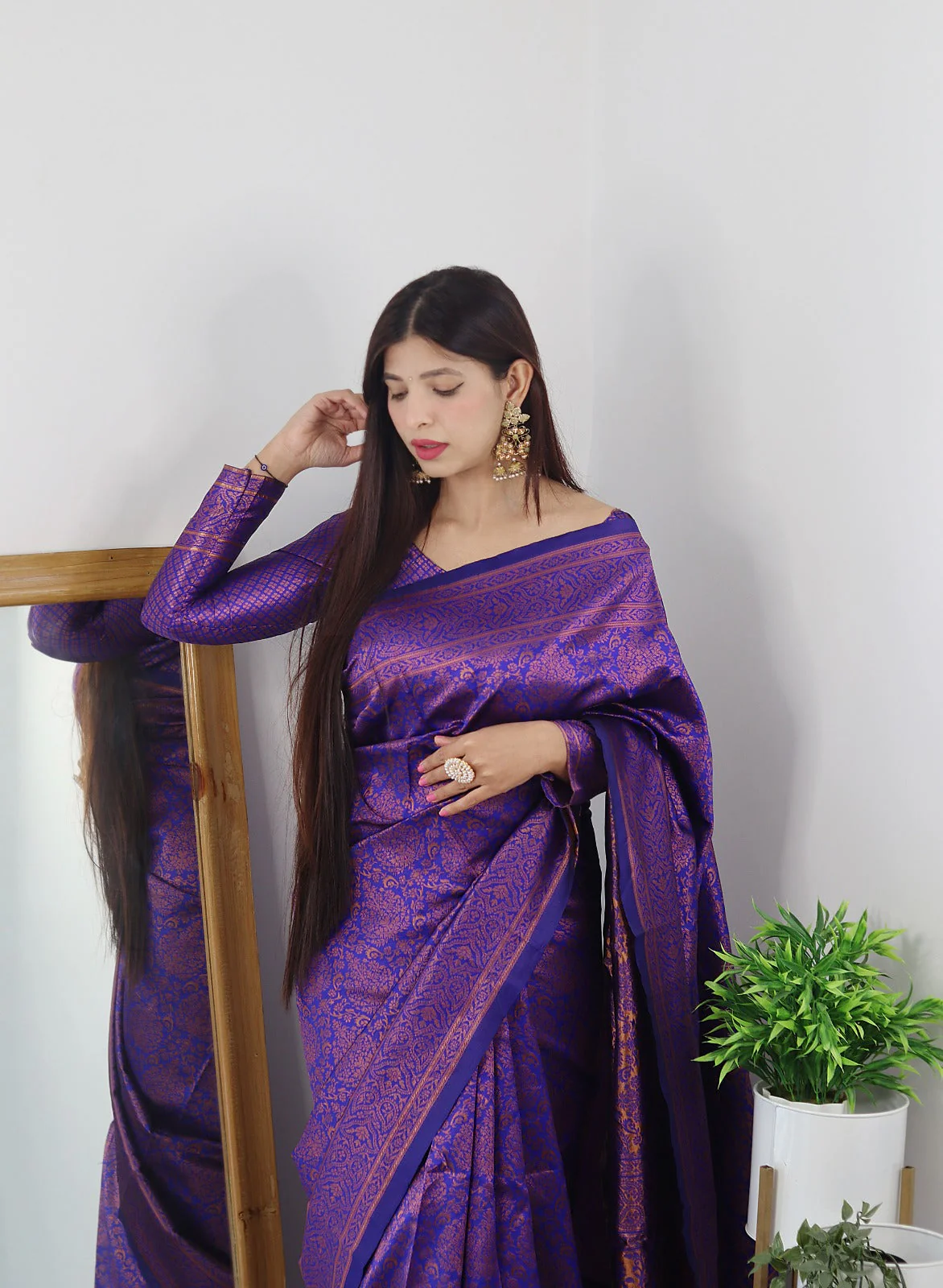 Purple Color Saree Blouse Designs