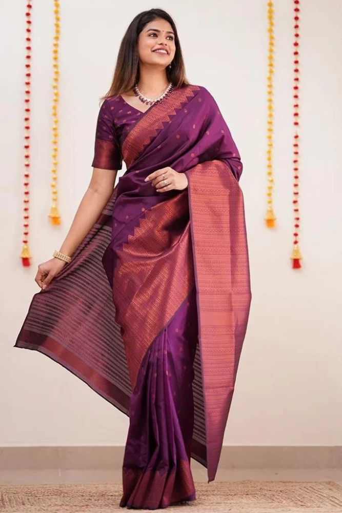 Trendy Silk Saree Purple Blouse Designs Elegant Styles Patterns Photos