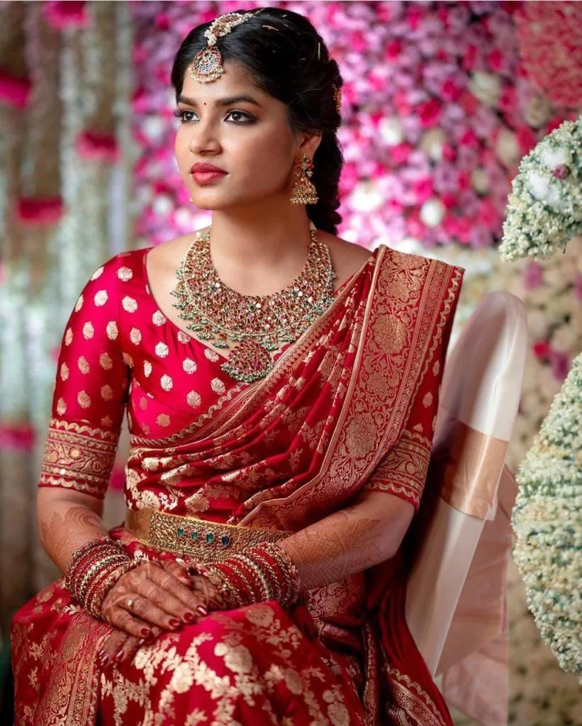 Red Banarasi Saree Blouse Designs