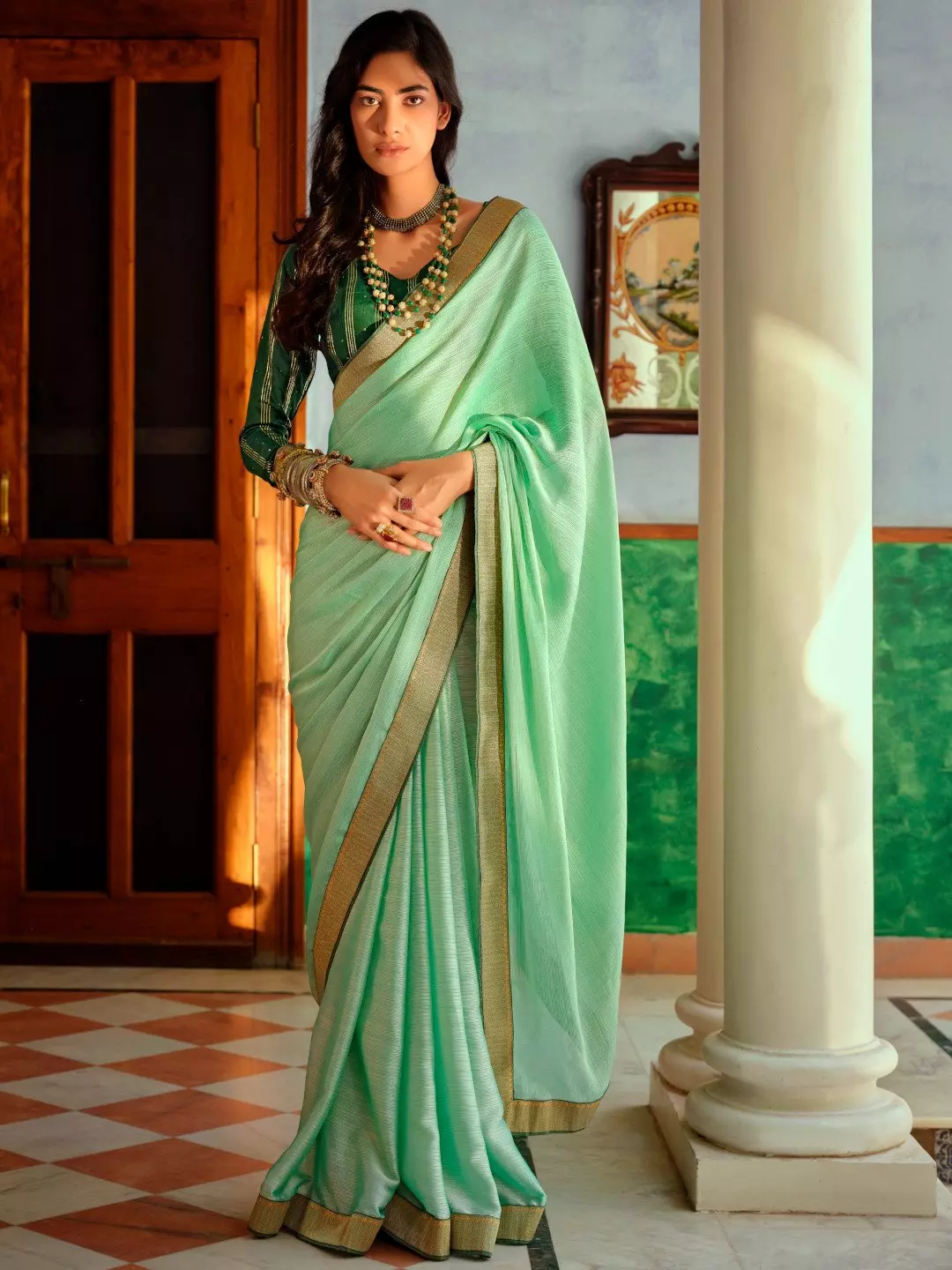 Sage Green Ruffled Blouse