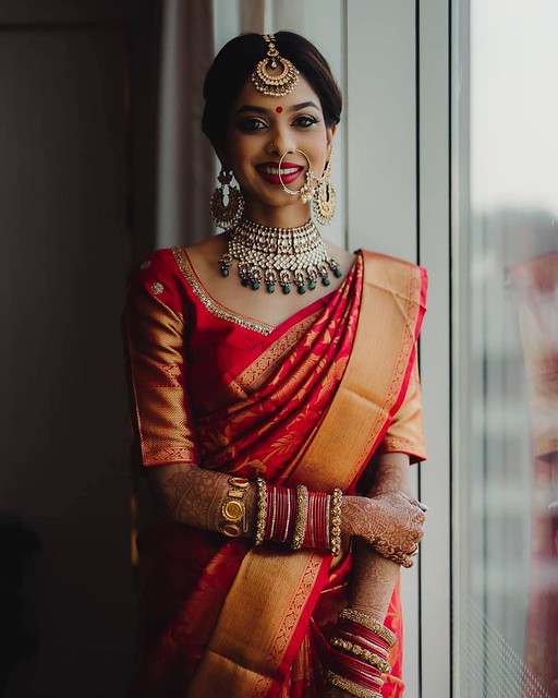 Silk Saree Red Blouse Design