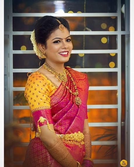 Yellow Pink Combination Blouse Designs