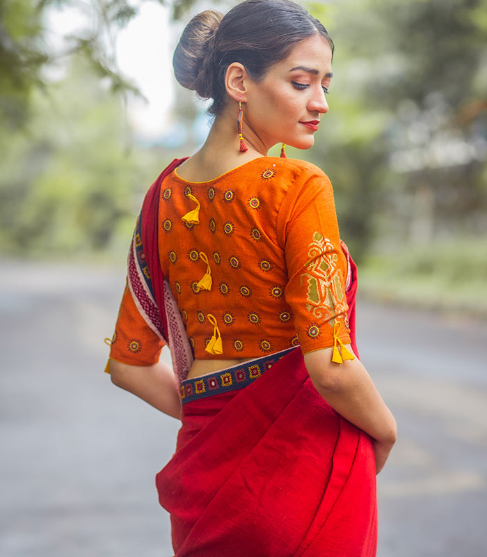 Blouse Design Orange Color