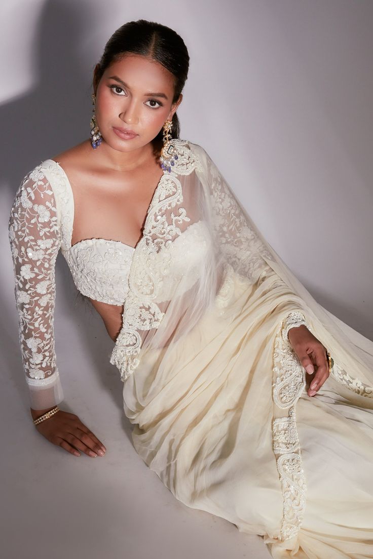 Cold Shoulder Blouse Design for Net Sleeves