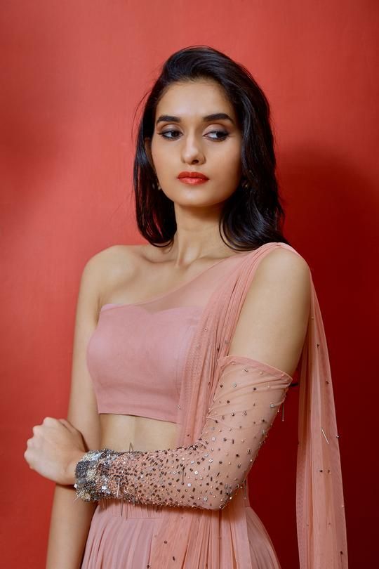 Cold Shoulder Blouse Designs for Lehenga