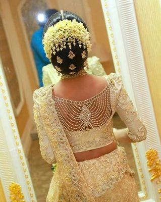 Cream Colour Blouse Design with Moti Work