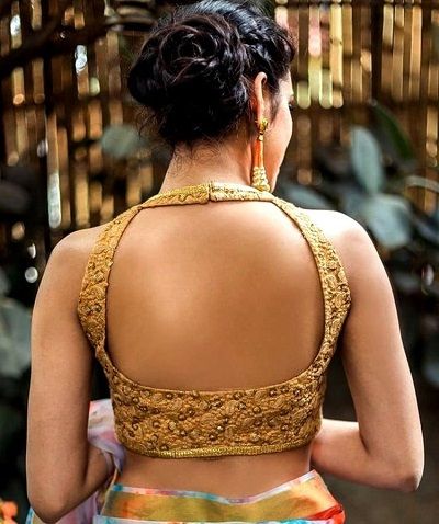 Golden Color Blouse Back Design