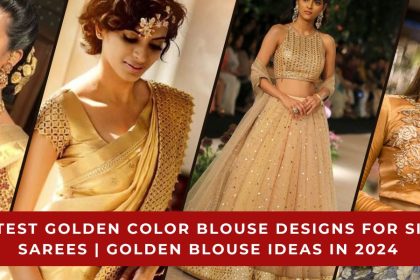 Golden Color Blouse Designs for Silk Sarees