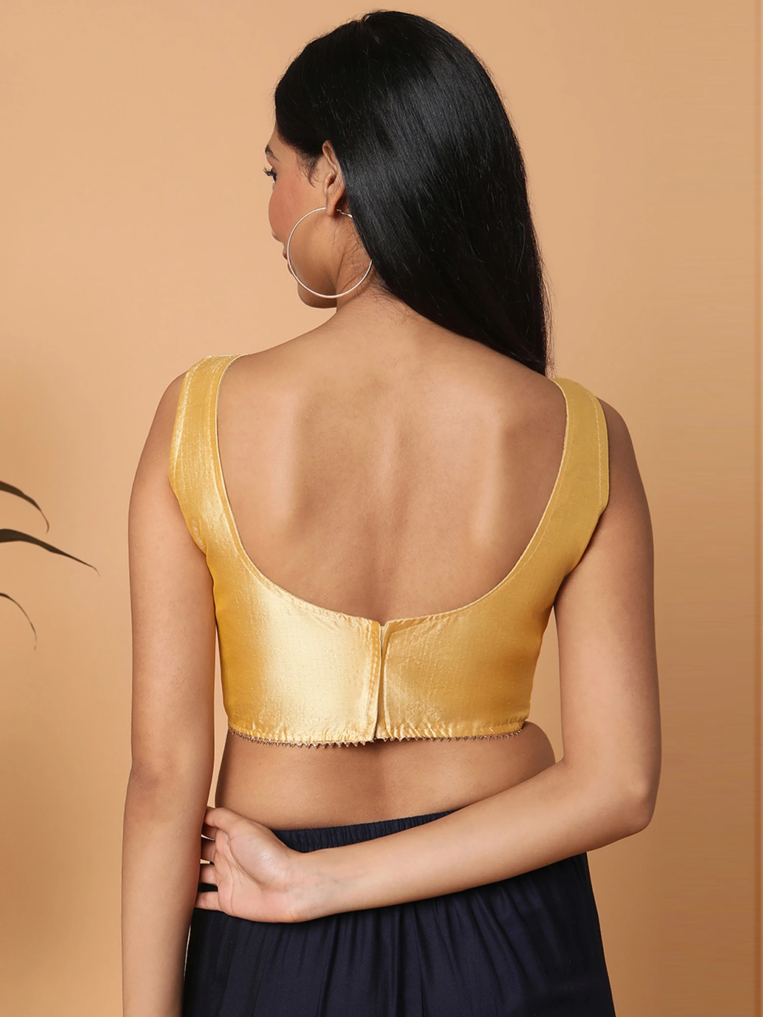 Golden Color Blouse Neck Design