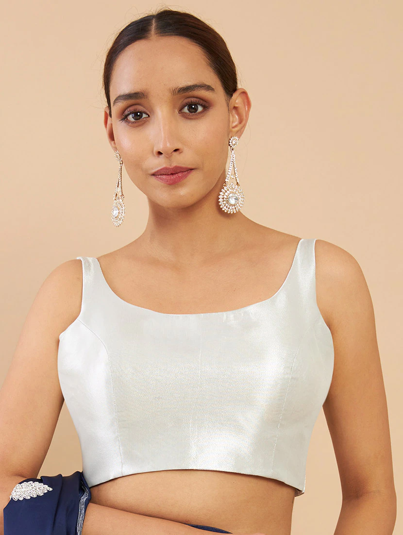 Half White Saree Blouse Designs