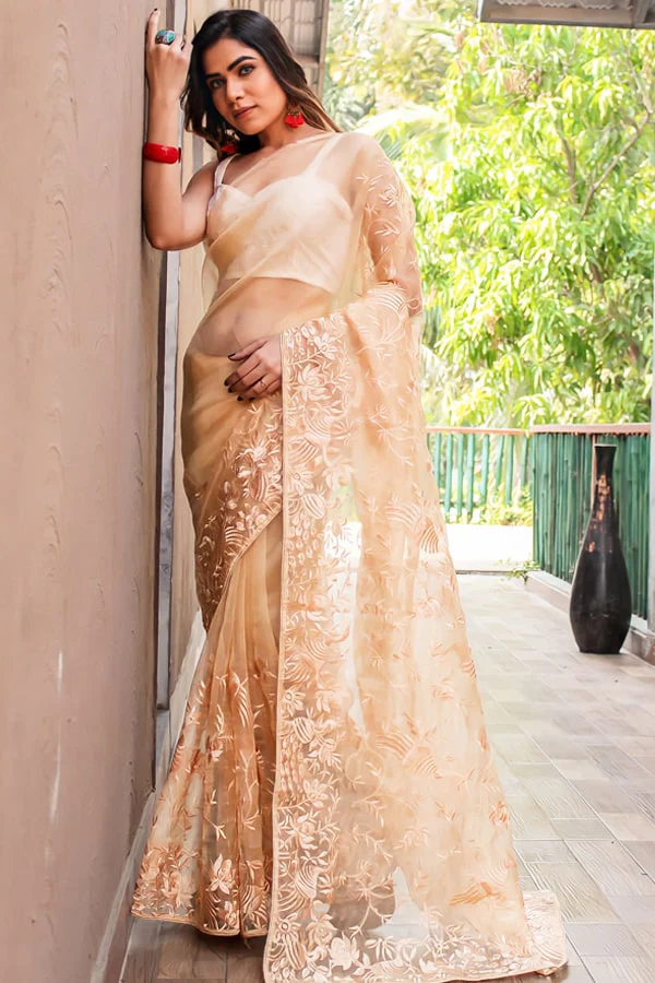 Latest Cream Colour Blouse Designs