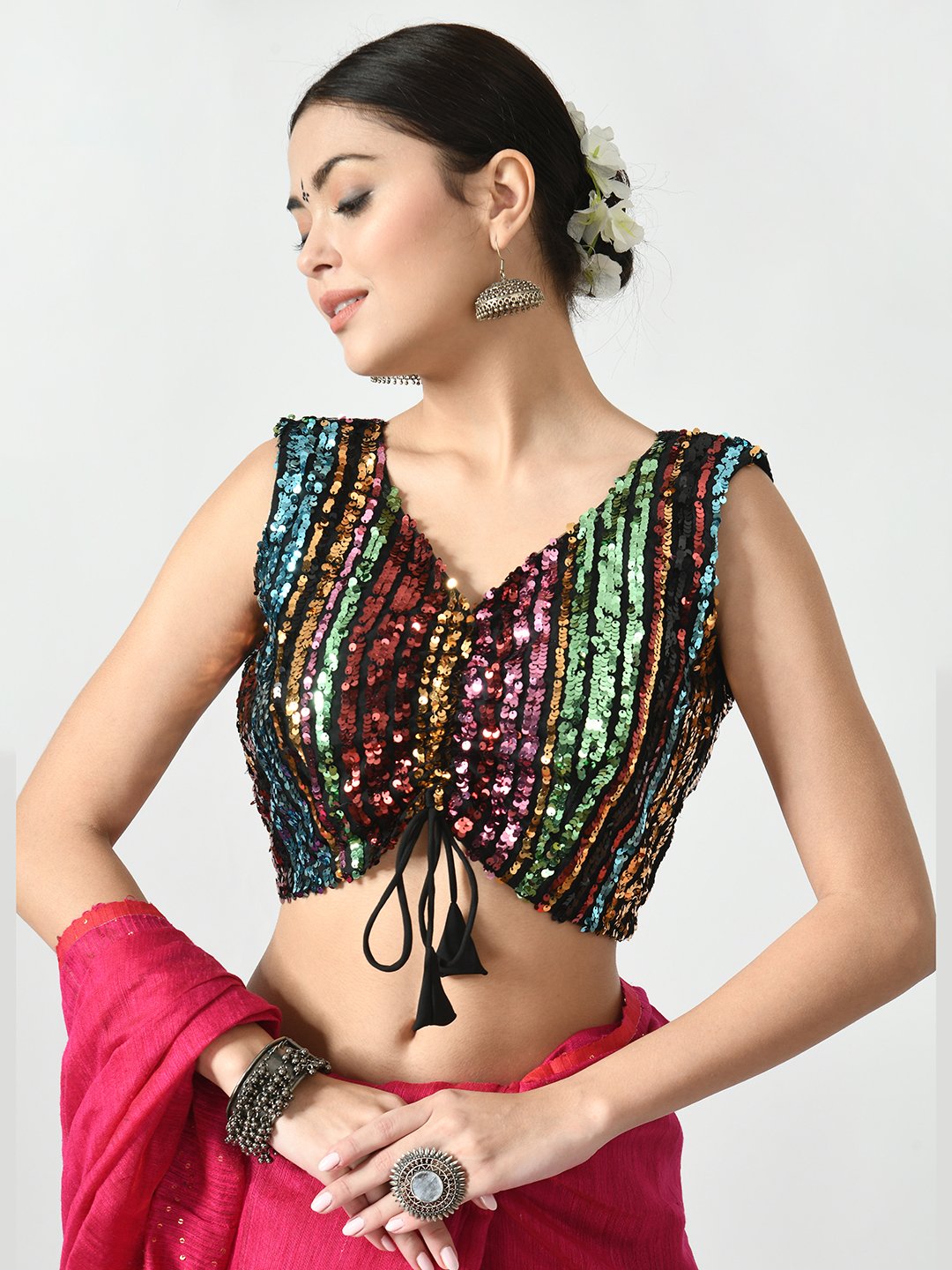 multi-color sequin blouse