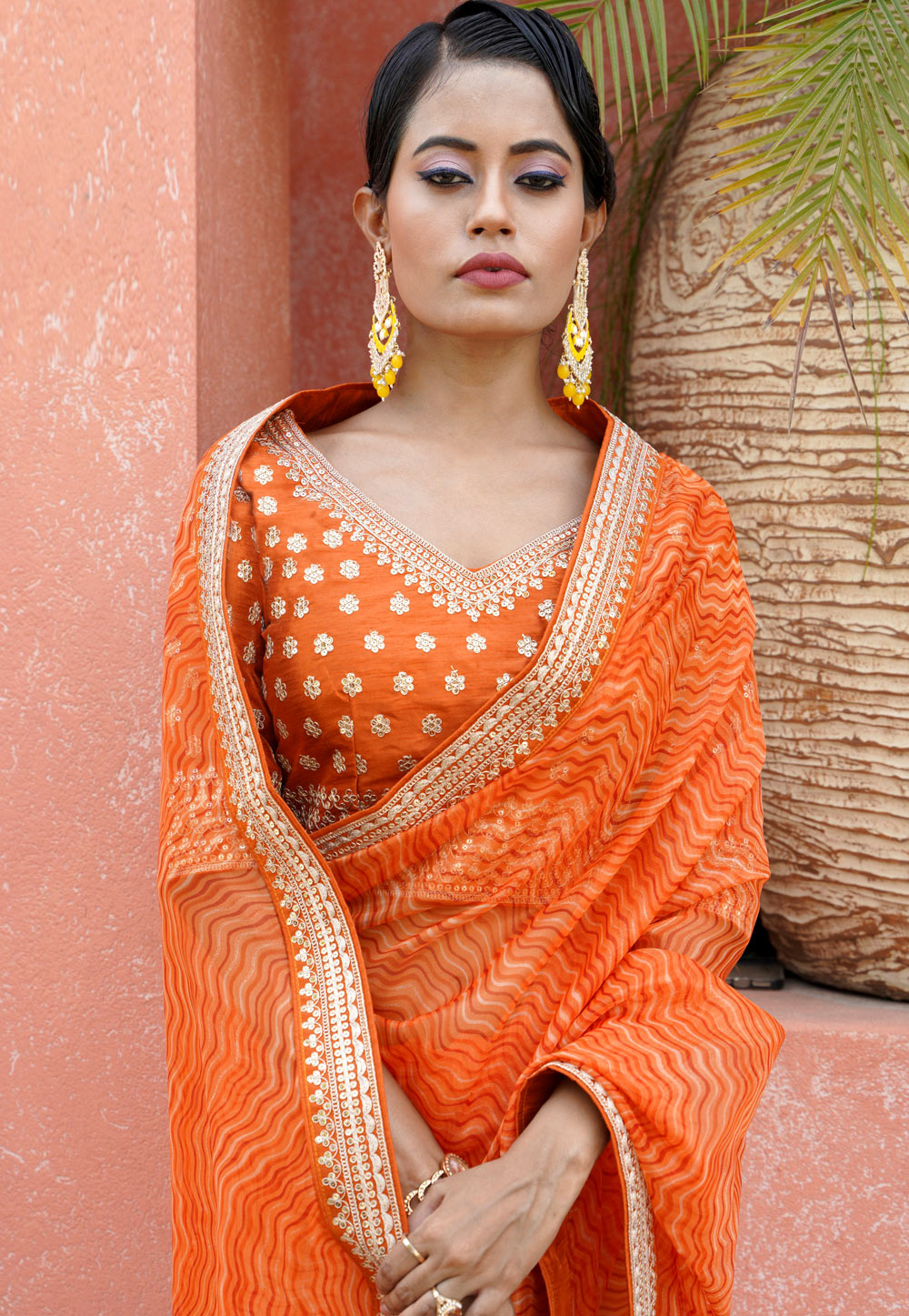 Orange Color Readymade Blouse