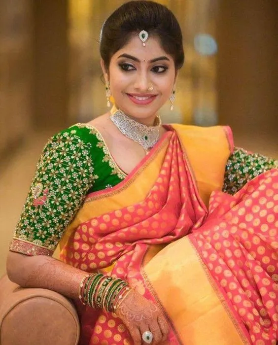 Orange Colour Blouse Embroidery Designs