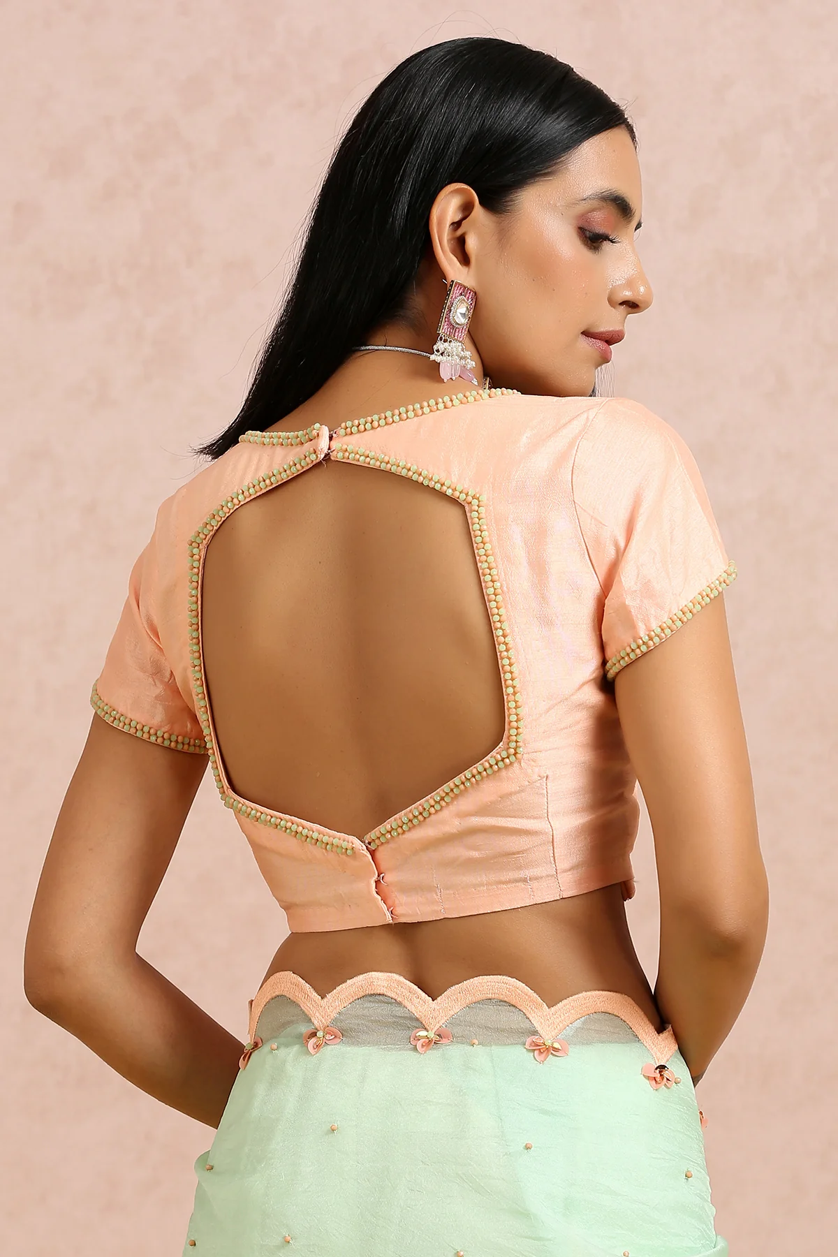 Peach Color Blouse Back Design