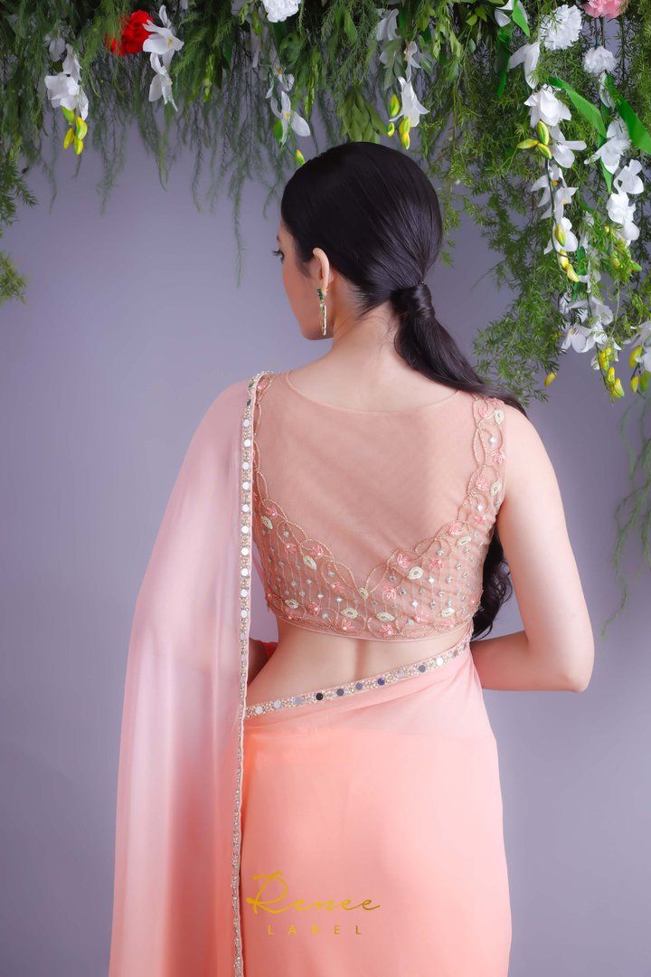 Peach Color Net Blouse