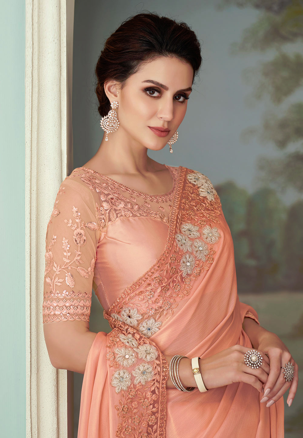 Trendy Peach Color Blouse Designs For Silk Sarees | Latest Designs In 2024