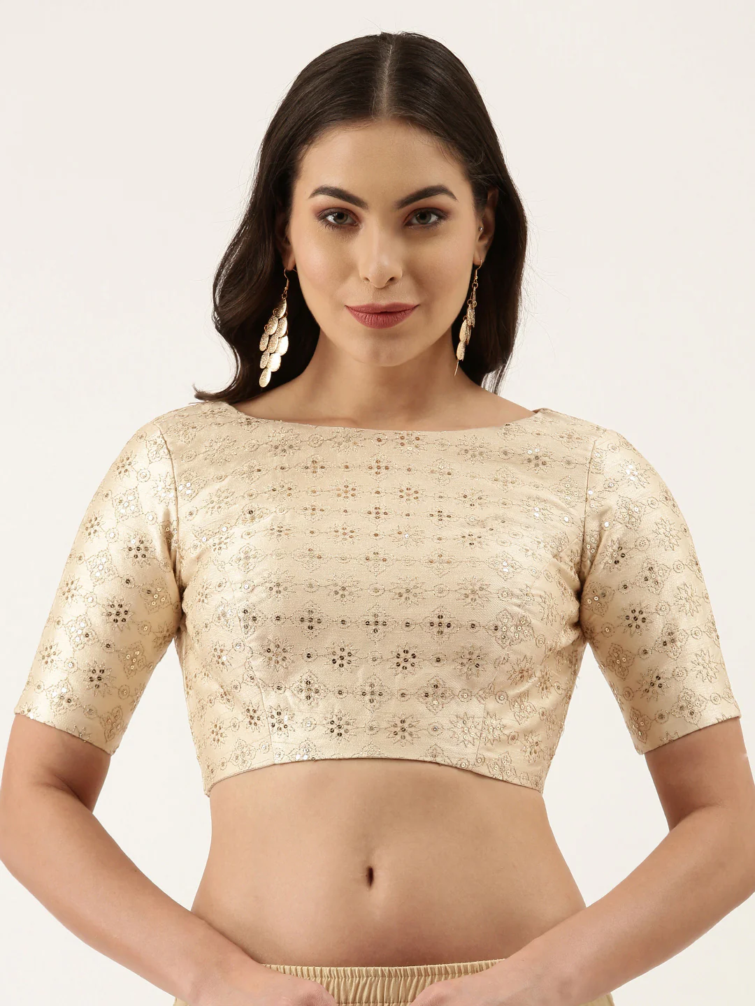 Plain Cream Colour Blouse Designs