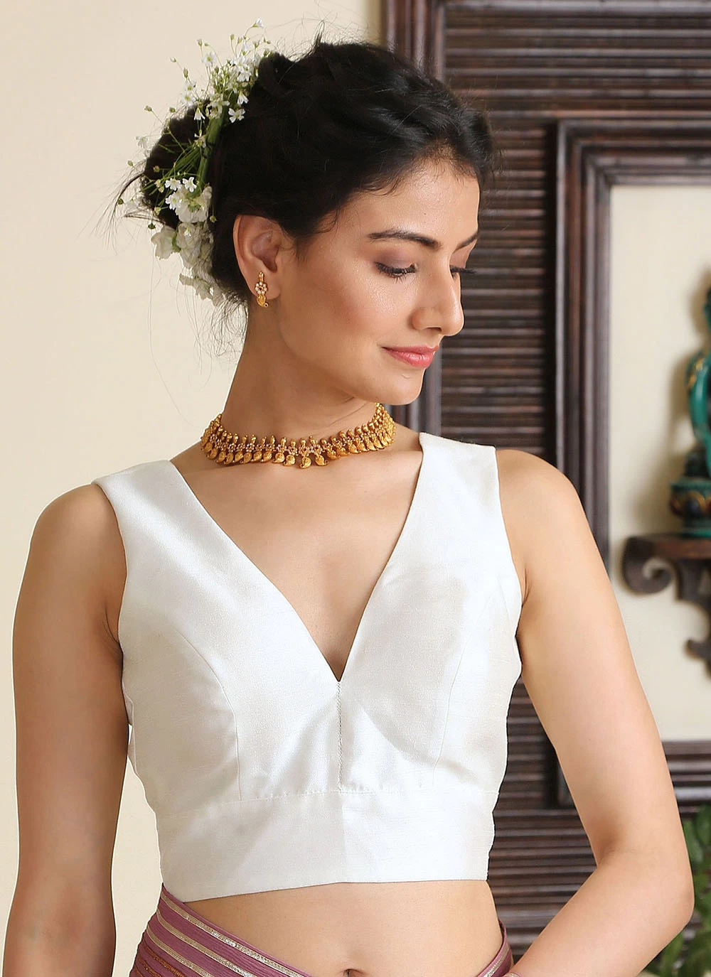 Plain White Blouse Design