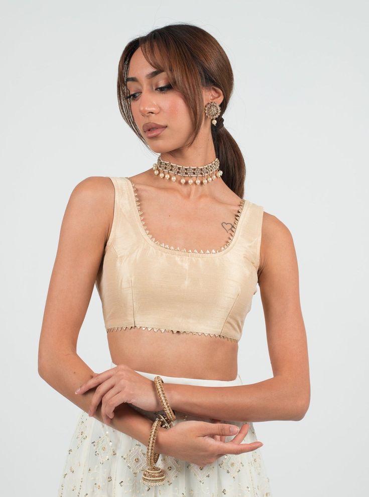 Silk Cream Colour Blouse Designs
