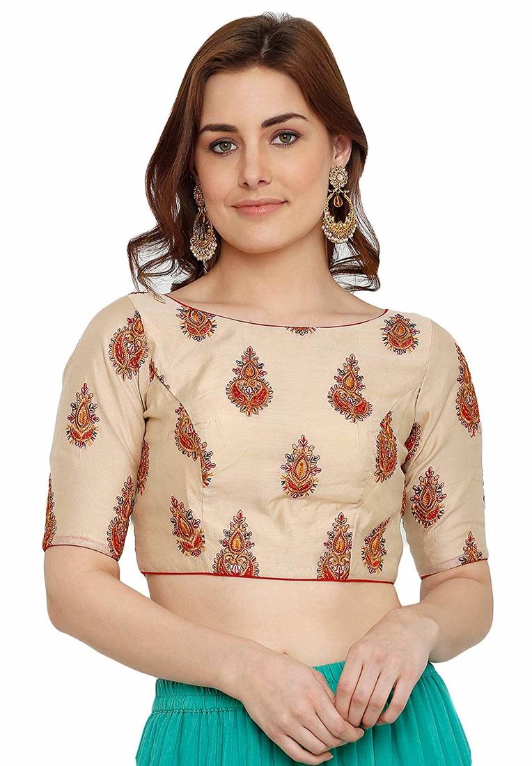 Simple Cream Colour Blouse Designs