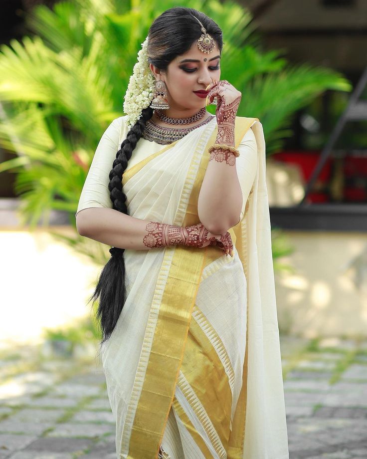 South Indian White Saree Blouse Design