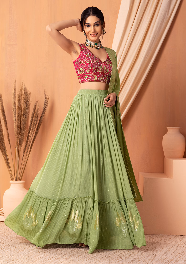 Contrasting Color Combo blouse for Lehenga