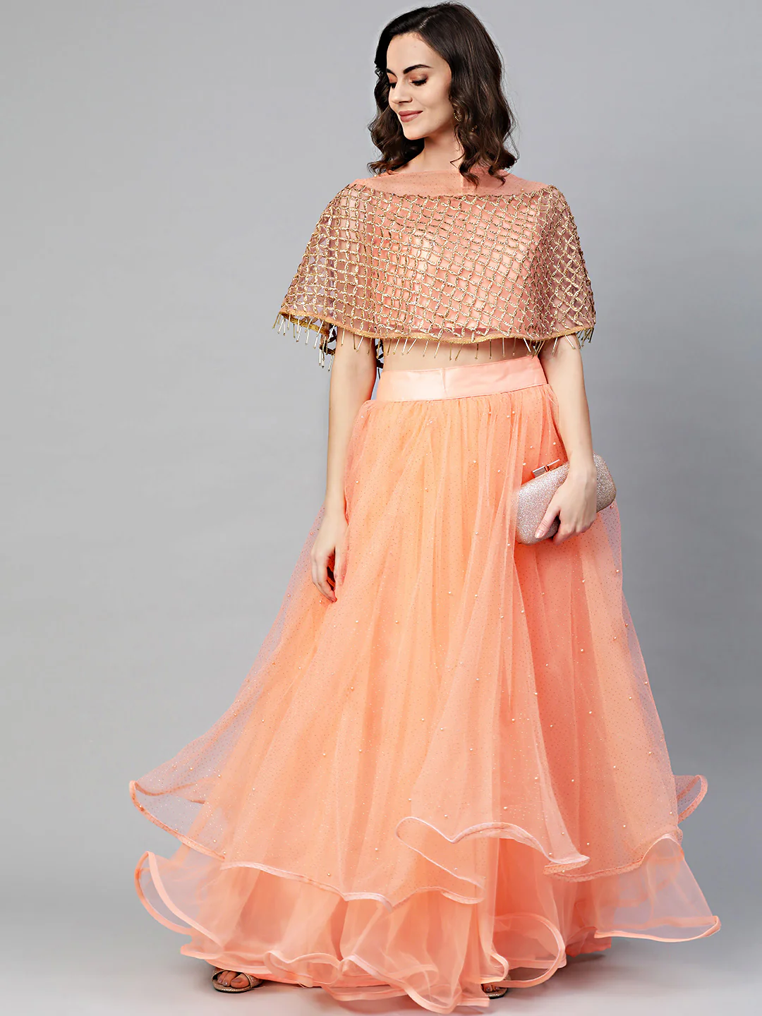 Cape Style Blouse For Lehenga