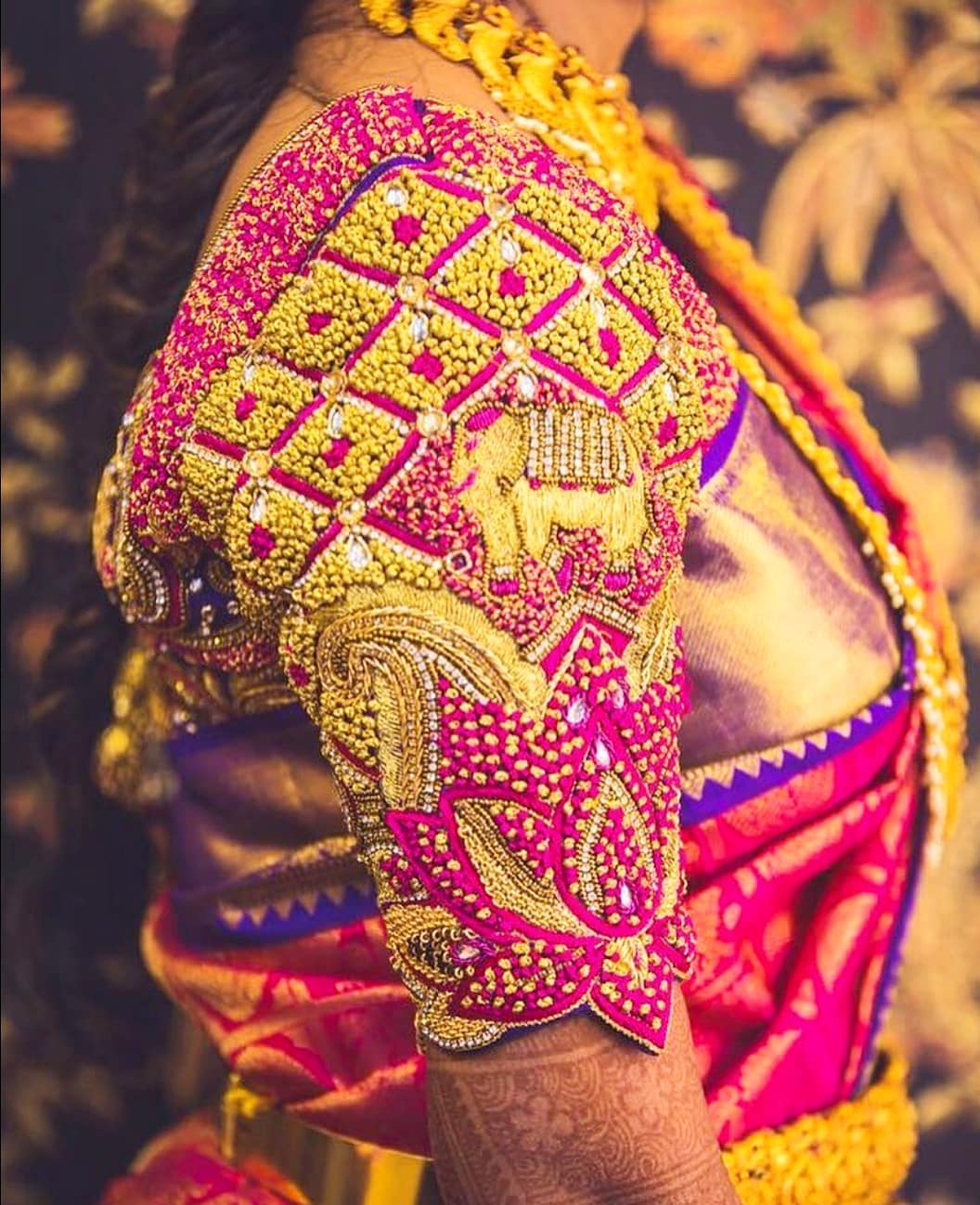 Cut Work Blouse with Pattu Sarees