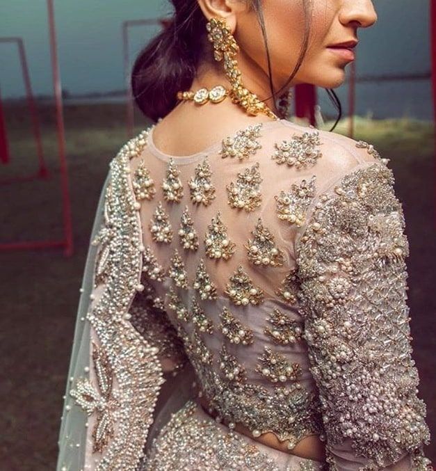 elbow sleeve moti work blouse