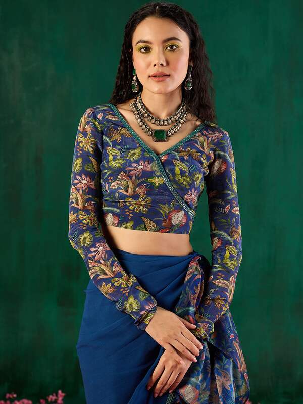 Lace-Trim Floral Blouse