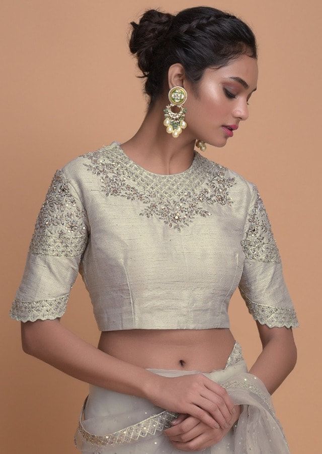 Round Neck Zardosi Blouse