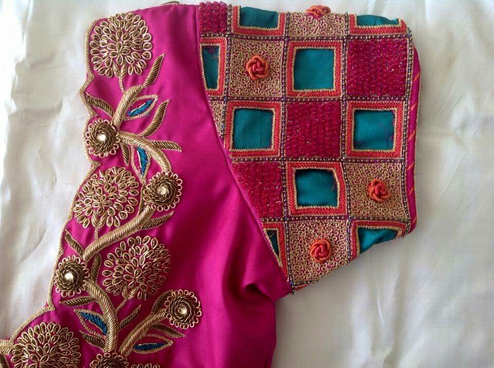 Simple Cut Work Blouse Design