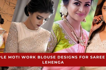 Simple Moti Work Blouse Designs for Saree