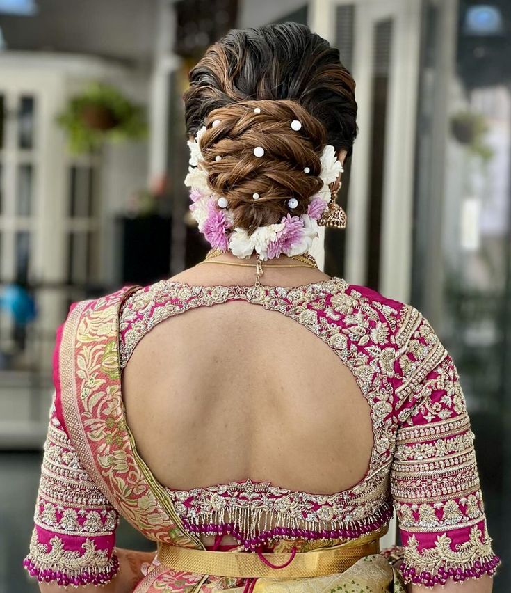 Back Neck Thraed Work Blouse Designs