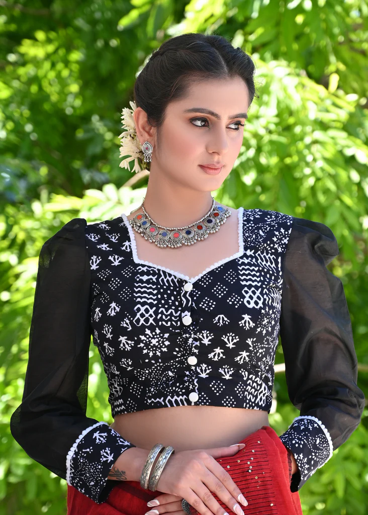 Black Printed Blouse Designs
