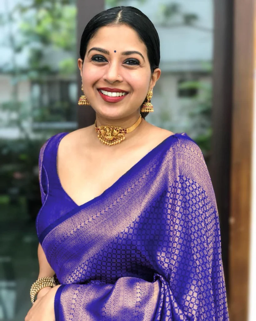 Blue Banarasi Saree Blouse Designs