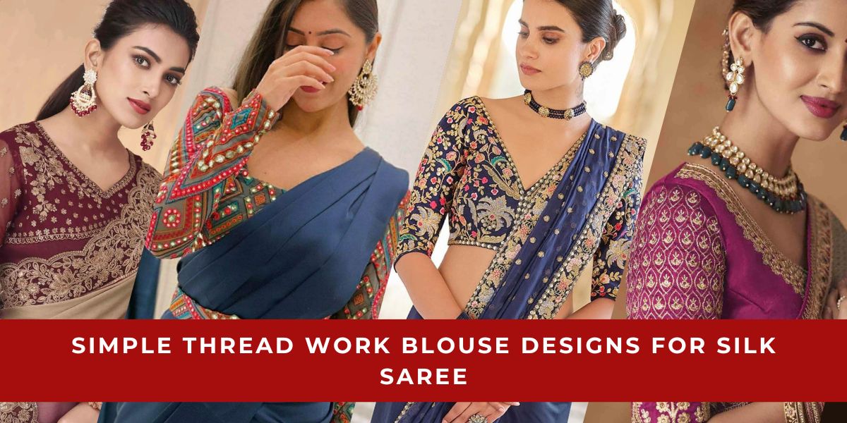 thread work saree blouse designs