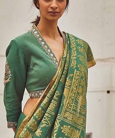 High V Neck Blouse Designs