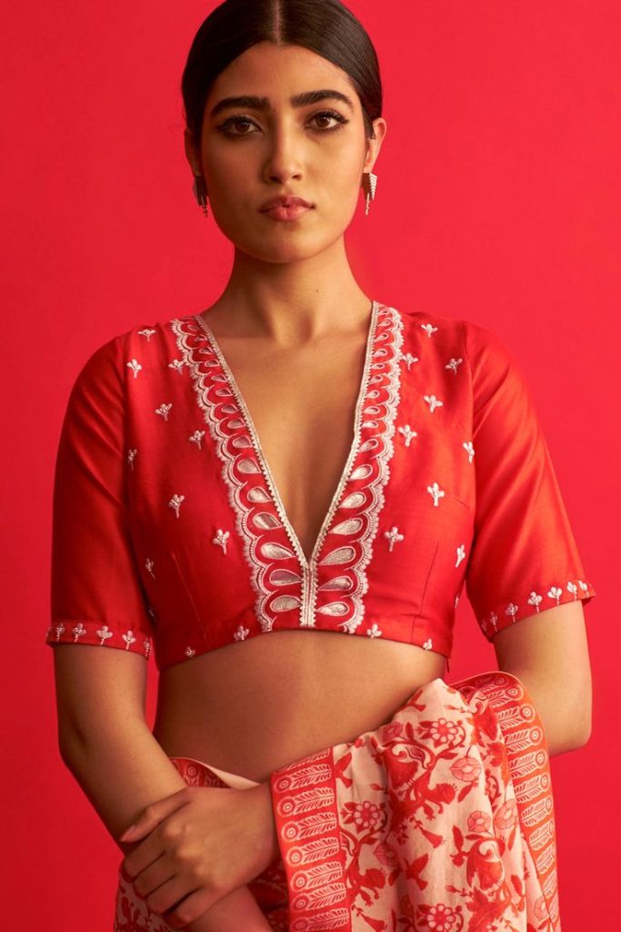Red Saree with a Rich Red Blouse