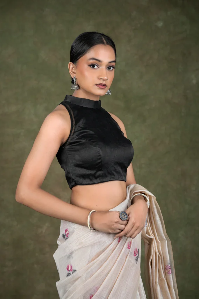 Black Halter Neck Saree Blouse
