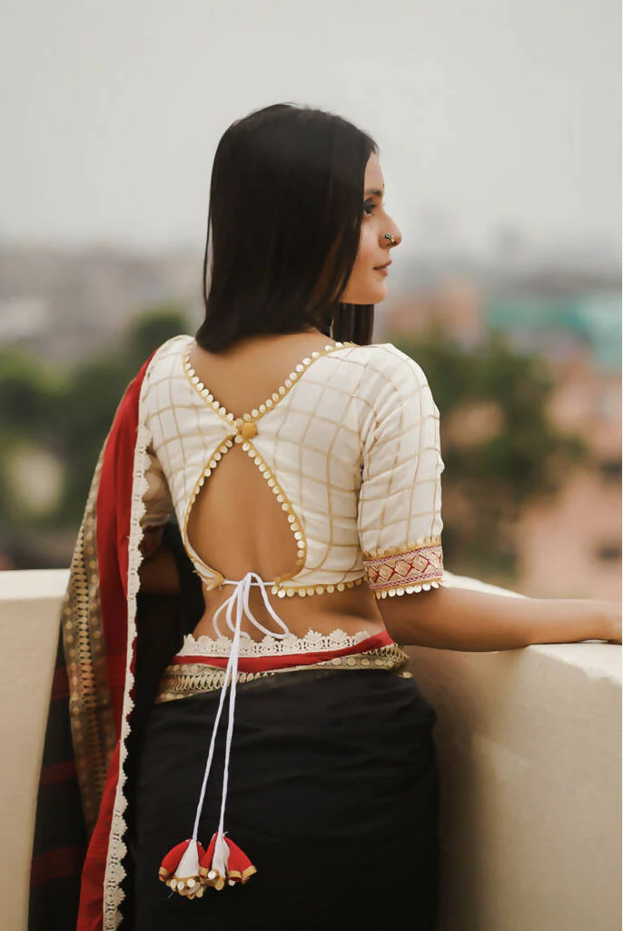 Blouse Neck Designs with Knot