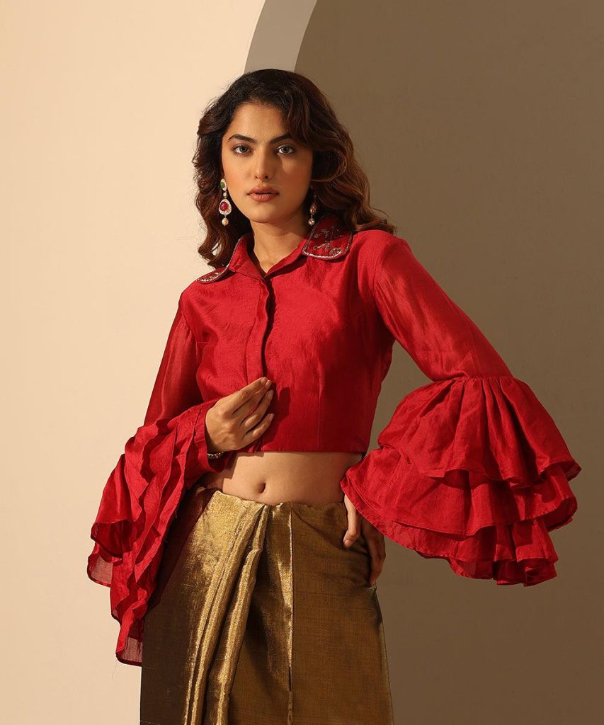 Full Sleeve Halter Neck Blouse