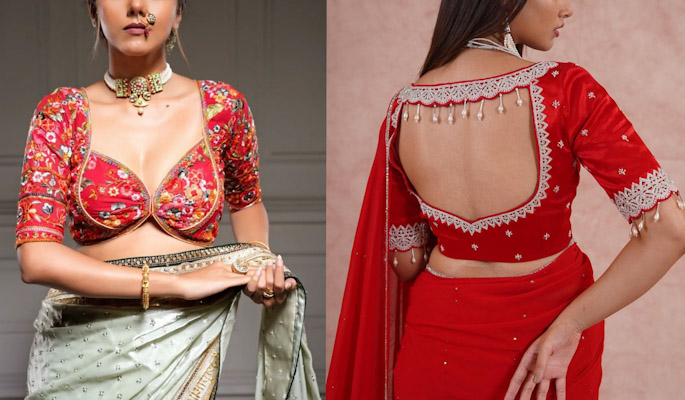 Saree Blouse Designs Front and Back for Weddings